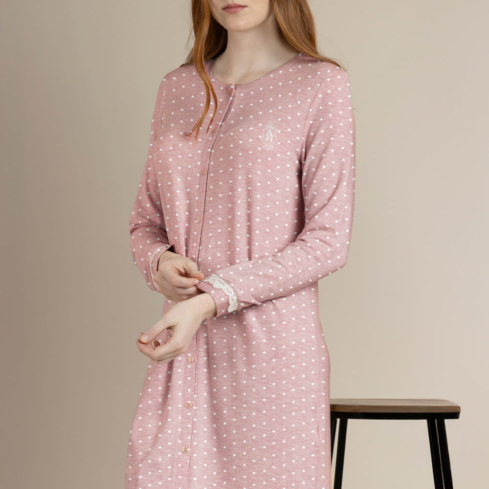 Camicia da notte invernale Donna in viscosa aperta 61446 Admas