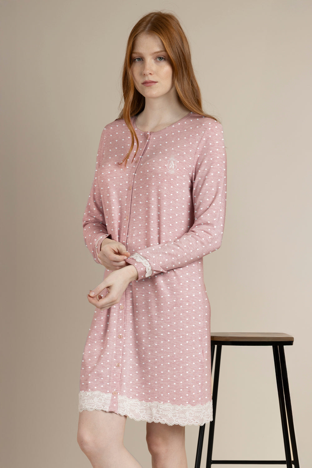 Camicia da notte invernale Donna in viscosa aperta 61446 Admas