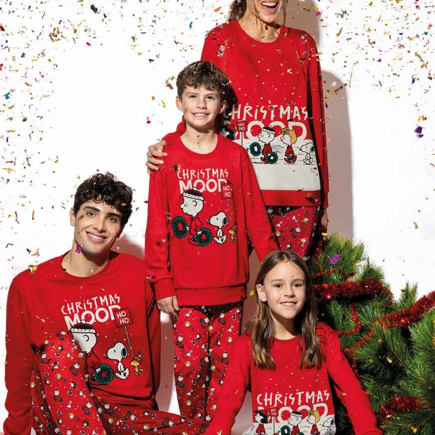 Pigiama Natalizio Snoopy Family coordinato Uomo Donna Bimbo Bimba art 63018 63465 Disney