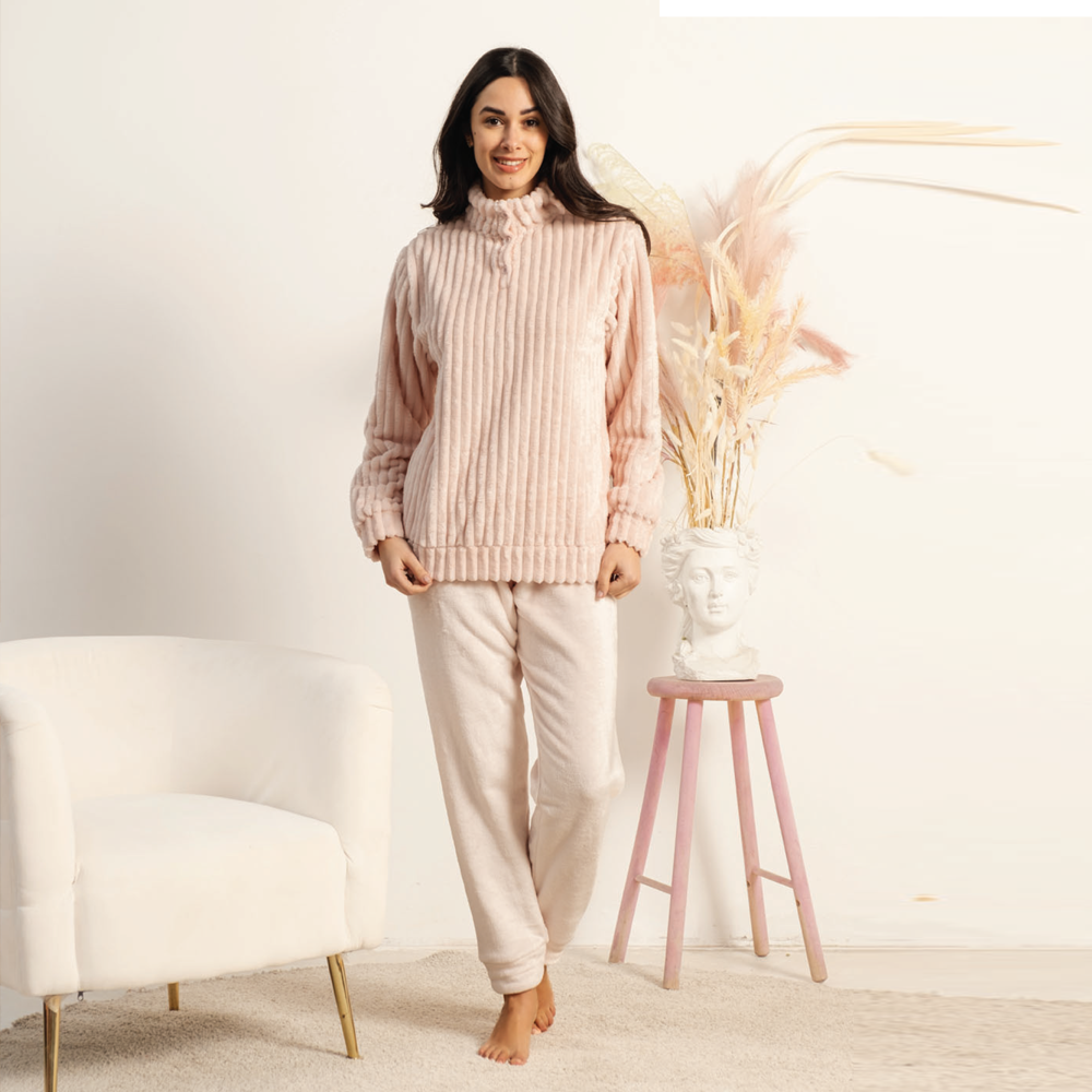 Pigiama Donna invernale in Coral Pile art Kissimo Biancaluna 25D 93006 rosa Kissimo Biancaluna