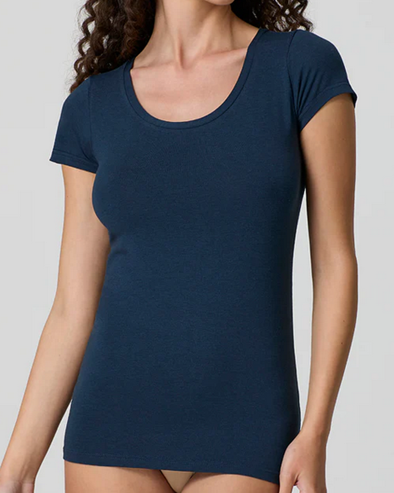 Maglia donna Jadea 4181 manica corta cotone modal girocollo scollo lollo + colori Jadea