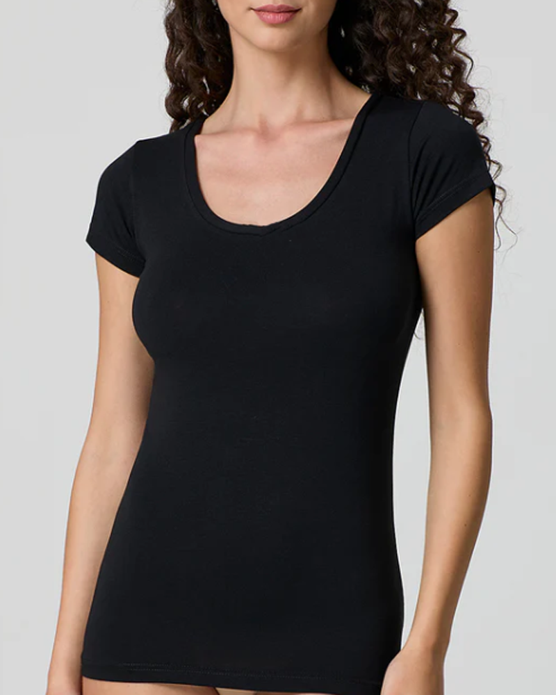 Maglia donna Jadea 4181 manica corta cotone modal girocollo scollo lollo + colori Jadea