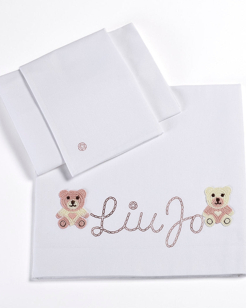 Liu jo Baby Completo 4 pezzi lenzuola e copripiumino Culla (passegino) art Bear LJ Liu Jo