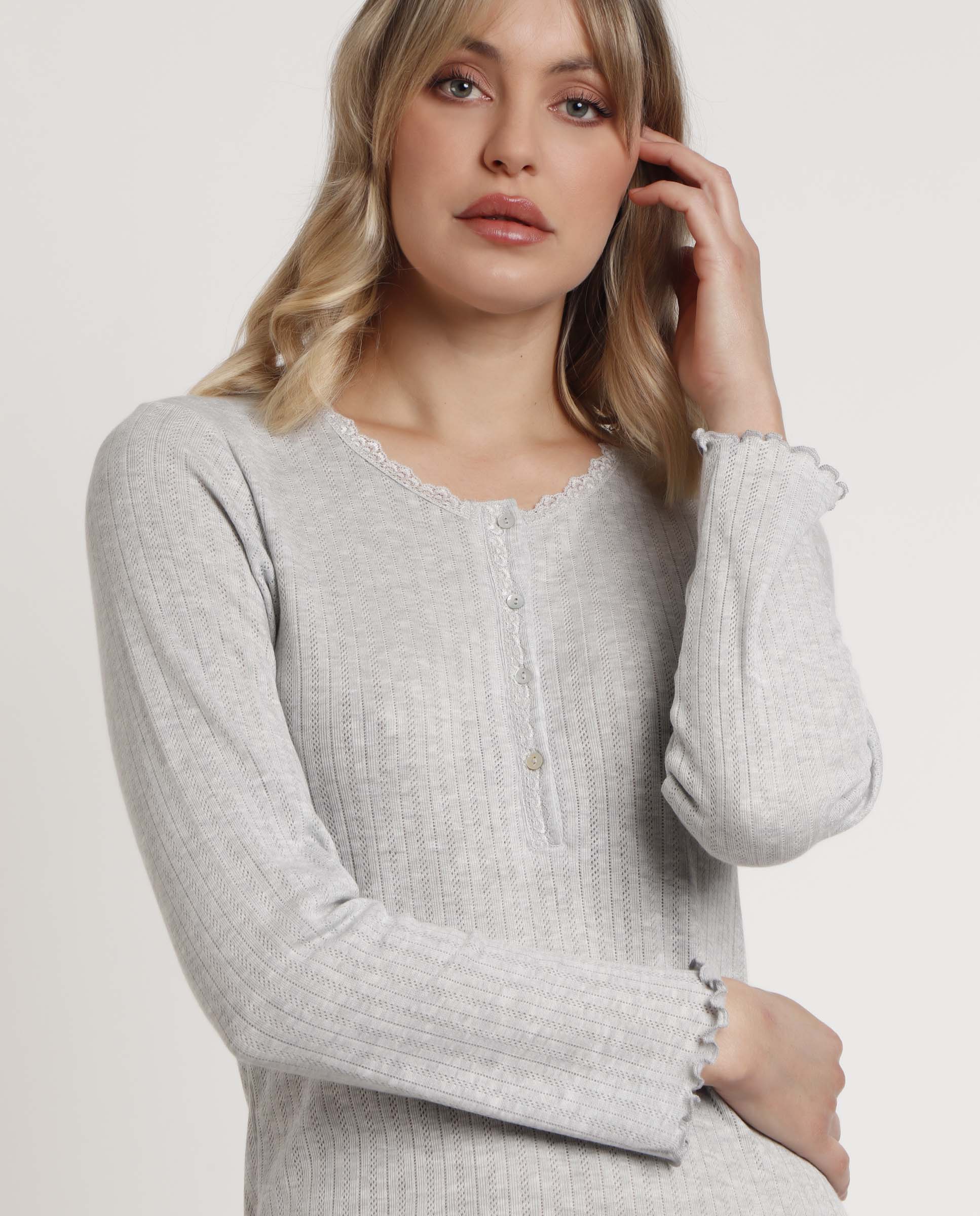 Camicia da notte Donna in viscosa Admas 61304 Grigio perla Admas