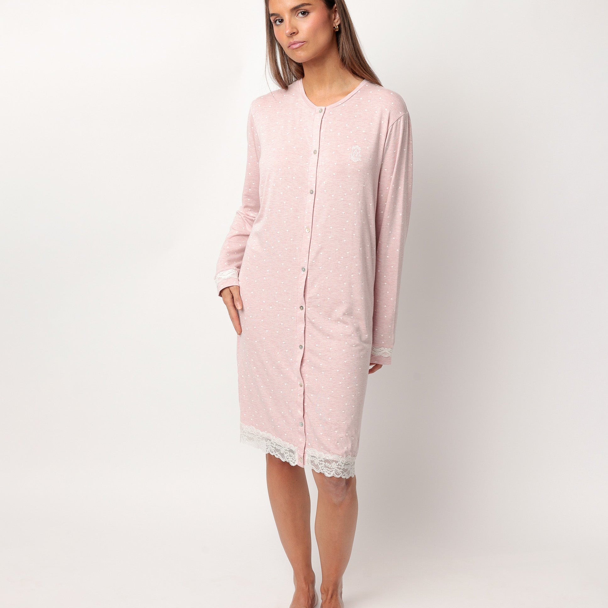 Camicia da notte invernale Donna in viscosa aperta 61446 Admas