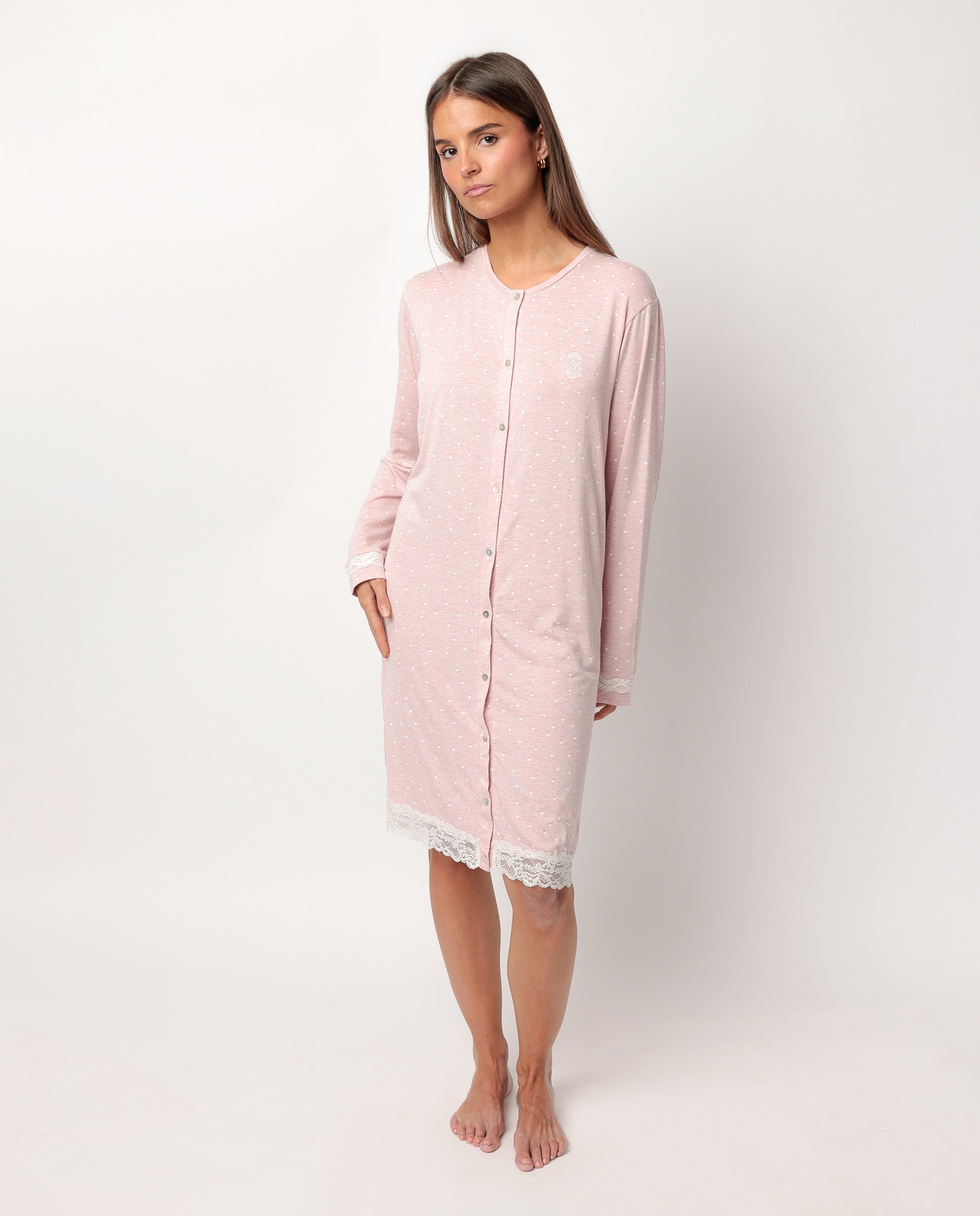Camicia da notte invernale Donna in viscosa aperta 61446 Admas