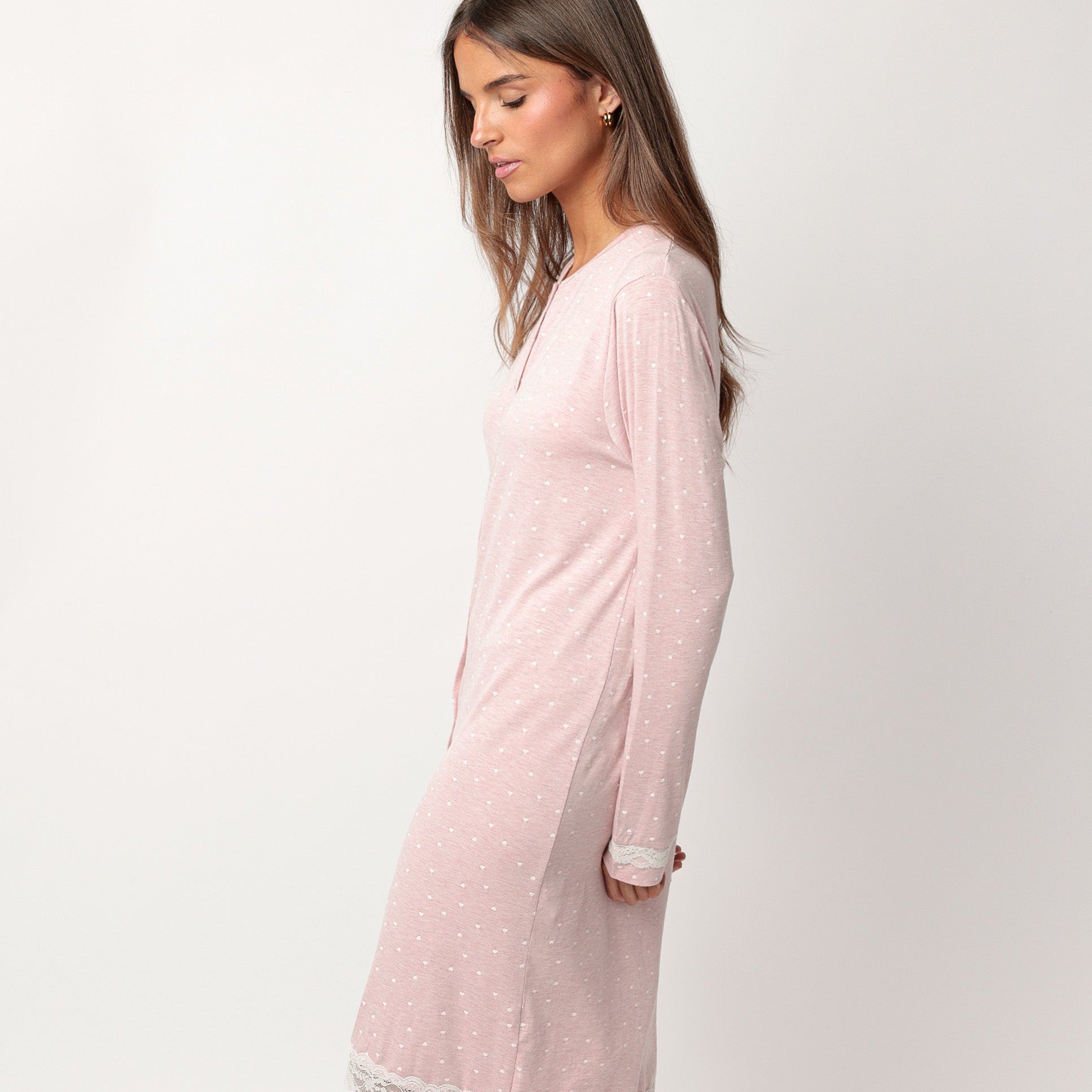 Camicia da notte invernale Donna in viscosa aperta 61446 Admas