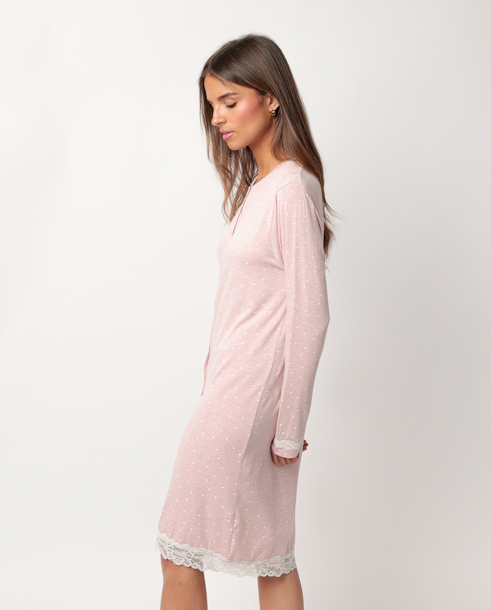Camicia da notte invernale Donna in viscosa aperta 61446 Admas