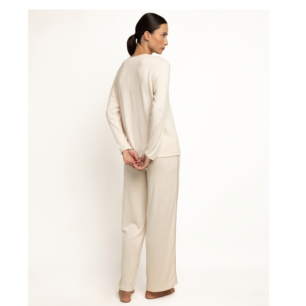 Pigiama Donna invernale velour Admas 63627 beige Admas