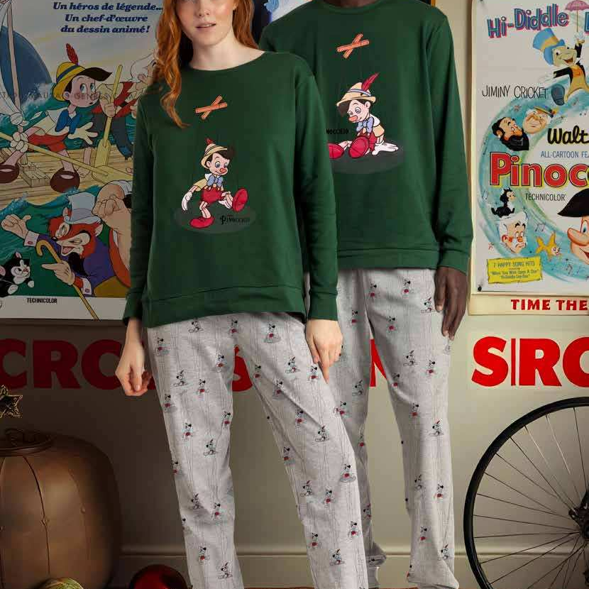 Disney Pigiama invernale Family Uomo Donna Pinocchio art 63667 63904 Disney