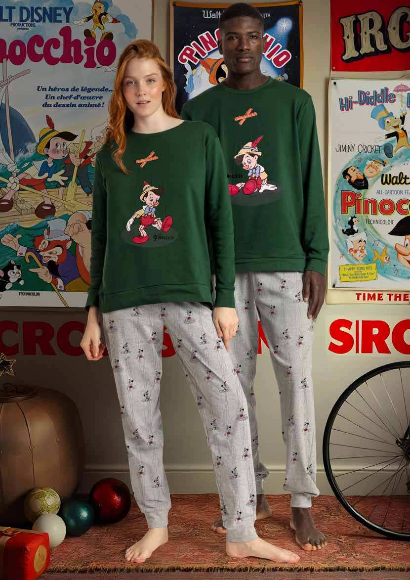 Disney Pigiama invernale Family Uomo Donna Pinocchio art 63667 63904 Disney