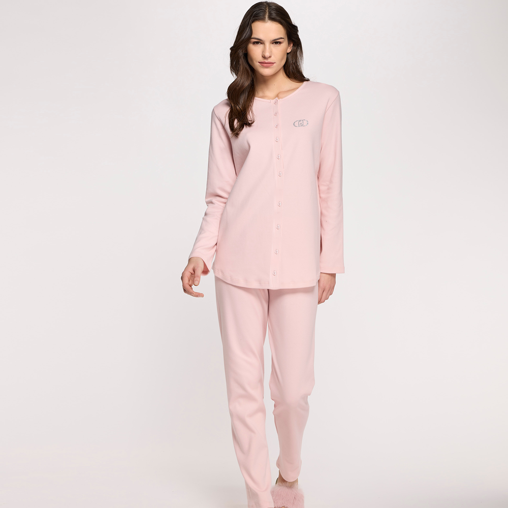 Pigiama Liu Jo donna caldo cotone DL0264 aperto davanti Liu Jo
