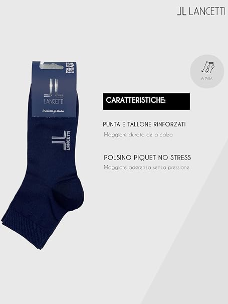 Lancetti calza sportiva in filo di scozia Unisex 3 paia Lancetti