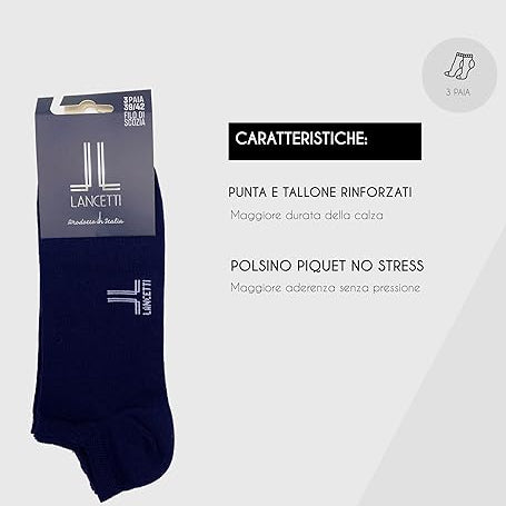 Lancetti Minicalza in cotone filo di scozia Unisex 3 paia Lancetti