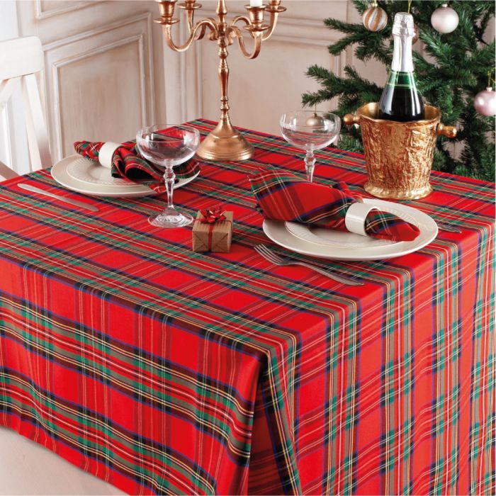 Tovaglia natalizia tartan in cotone 140 x 250 12 posti Maestri cotonieri Maestri Cotonieri
