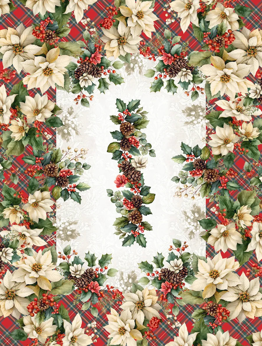 Tovaglia natalizia in cotone stampato 140 x 250 12 posti tiffany dis 05 0Vingi Vingi