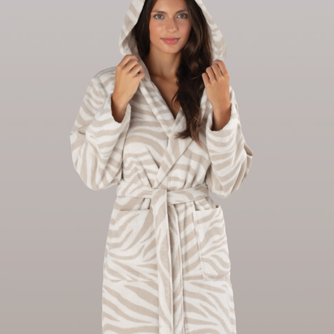 Accappatoio uomo donna In Spugna Wild 500 gr - ZEBRA beige Lasa