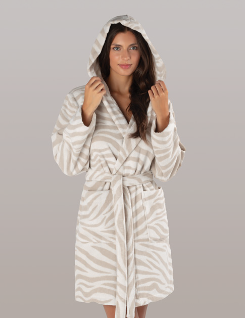 Accappatoio uomo donna In Spugna Wild 500 gr - ZEBRA beige Lasa