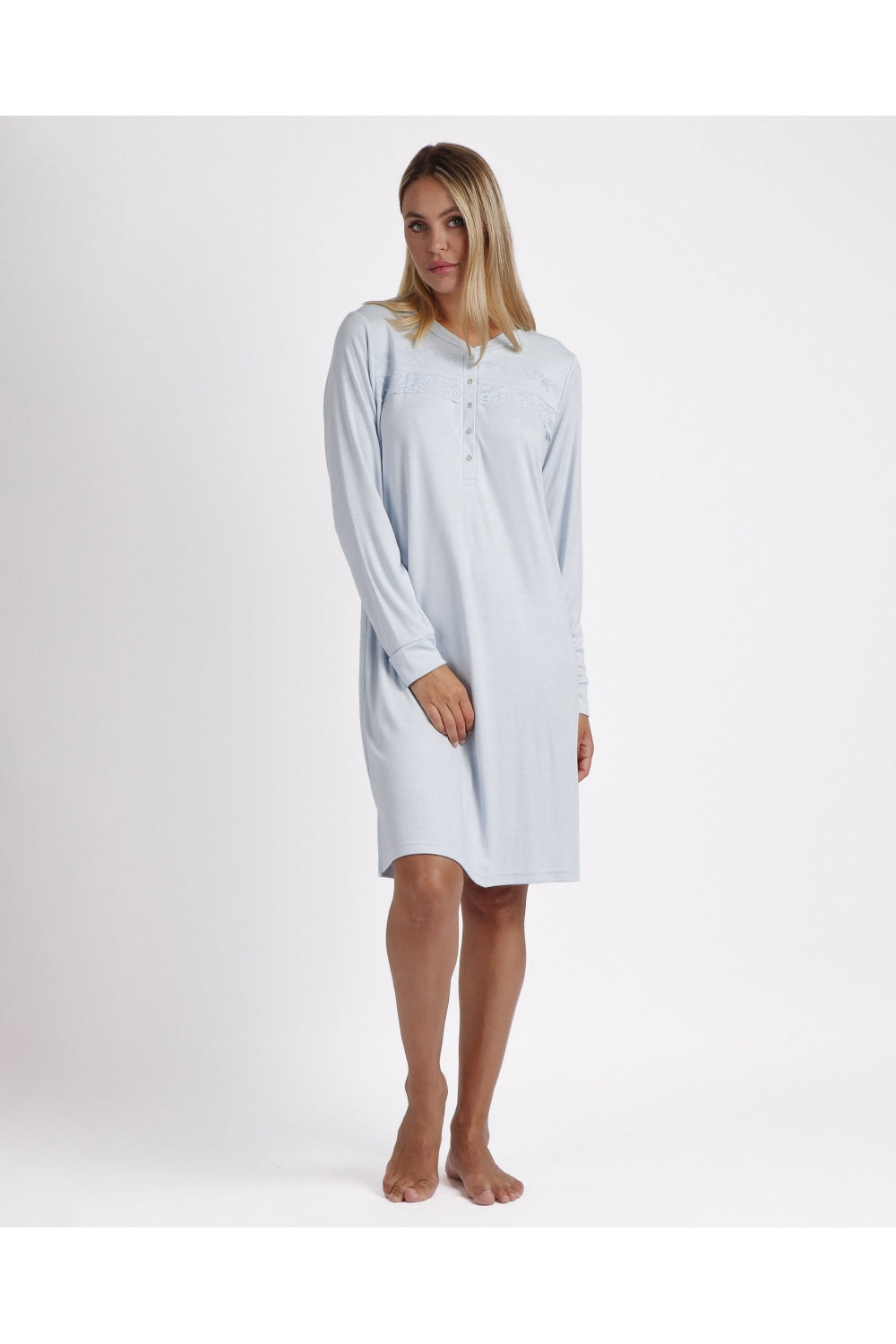 Camicia da notte Donna in caldo cotone Admas 61199 azzurro Admas