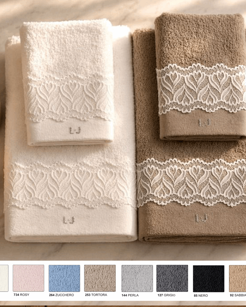 Set asciugamani viso e ospite in spugna LIU JO art Pizzo Cuore Liu Jo