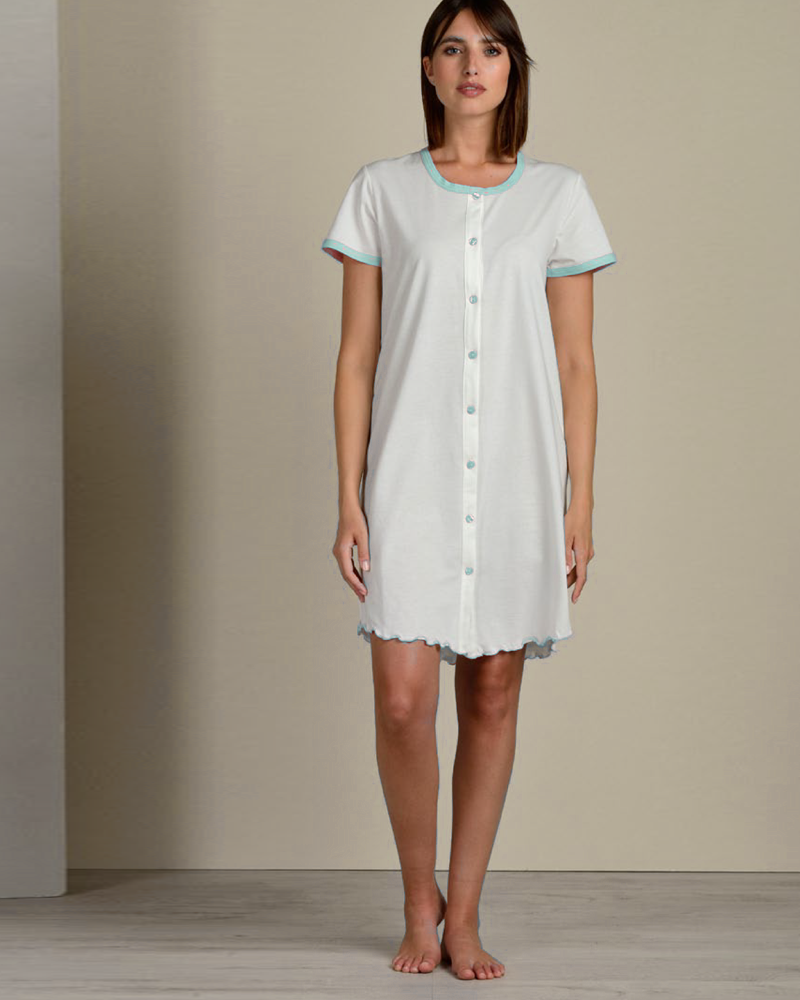 Camicia da notte donna aperta in cotone 9160 Di Maiolo Biancheria