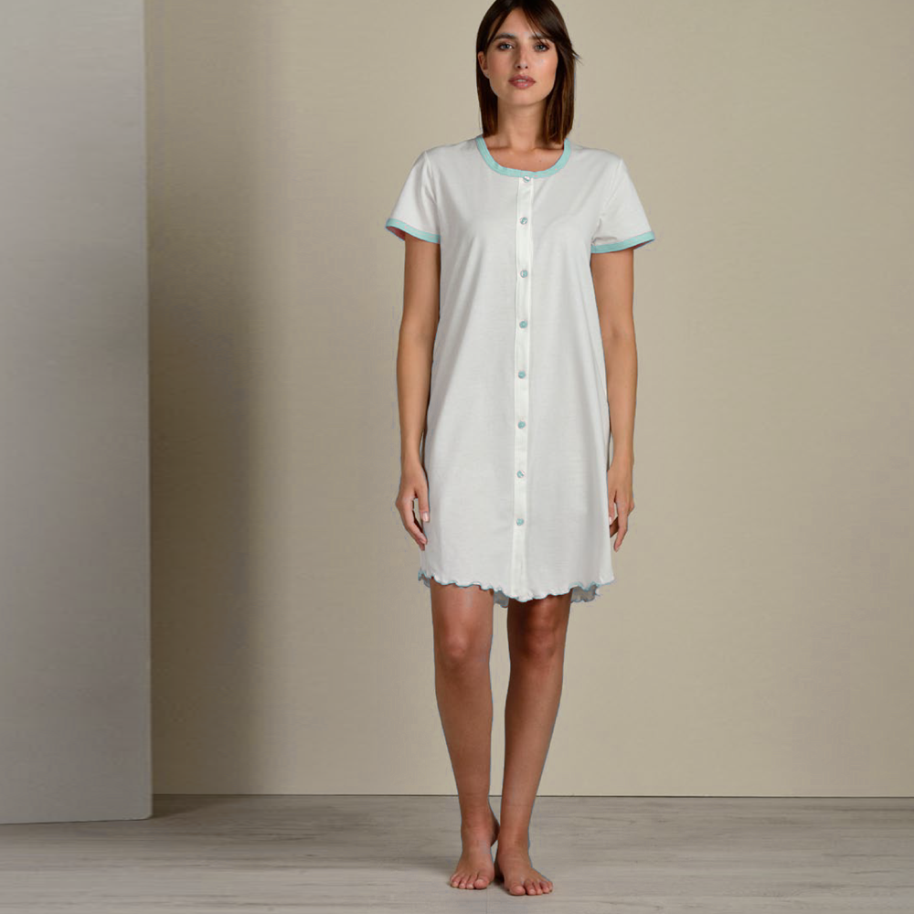 Camicia da notte donna aperta in cotone 9160 Di Maiolo Biancheria
