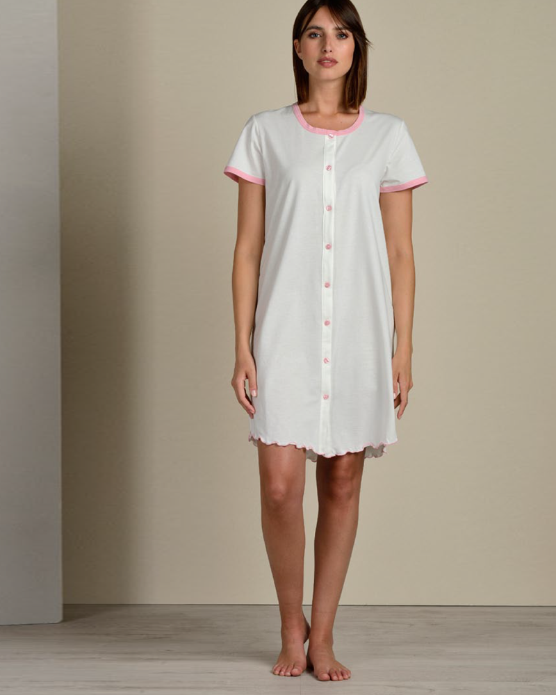 Camicia da notte donna aperta in cotone 9160 Di Maiolo Biancheria