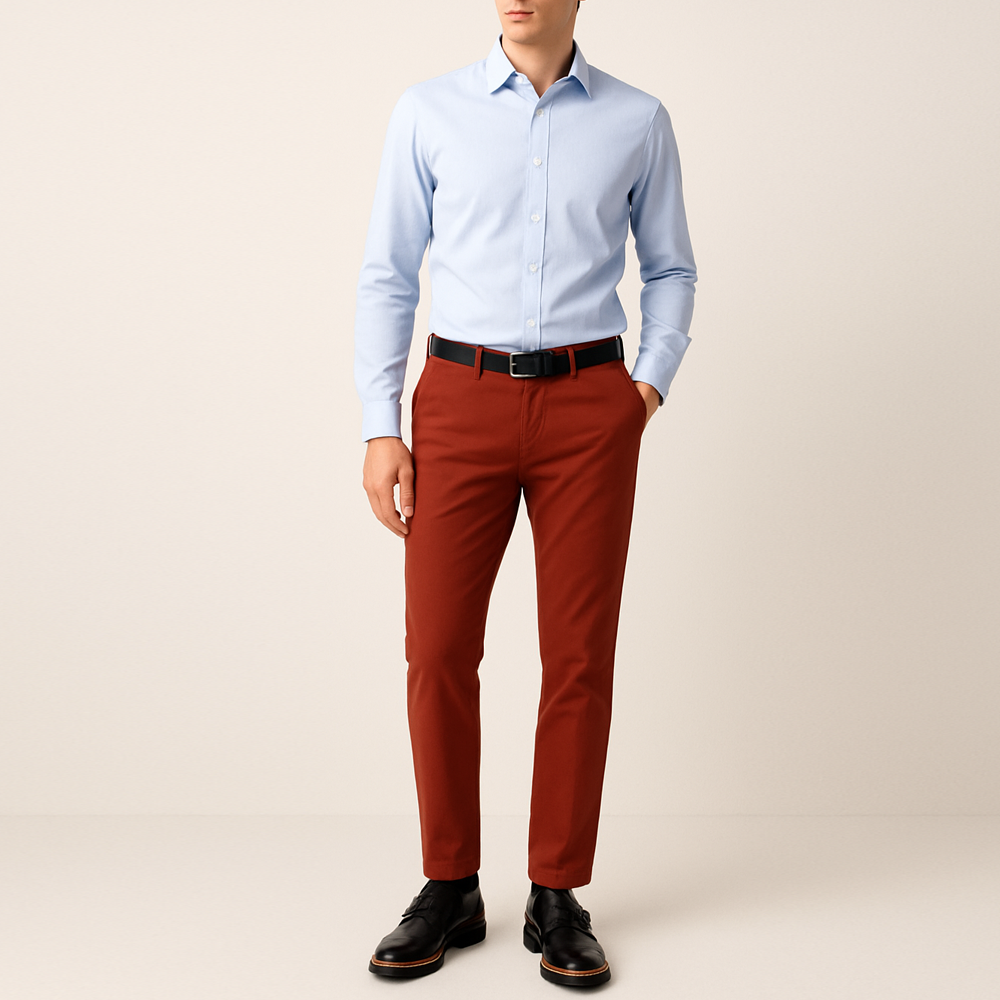 Pantalone chino Uomo invernale in caldo cotone Rosso Di Maiolo Biancheria