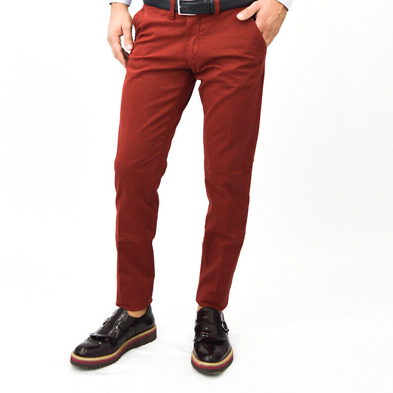 Pantalone chino Uomo invernale in caldo cotone Rosso Di Maiolo Biancheria