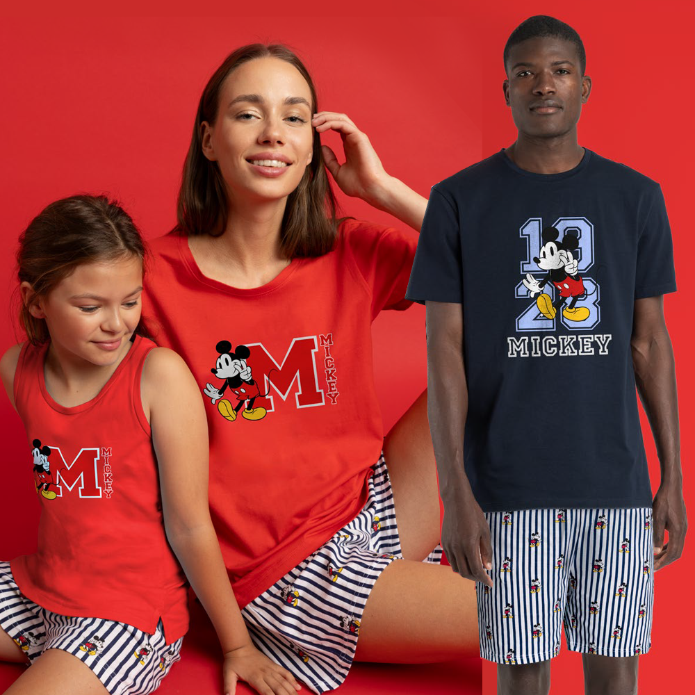 Pigiama Disney estivo Family Uomo Donna Bimbo Bimba 63216 63297 Disney