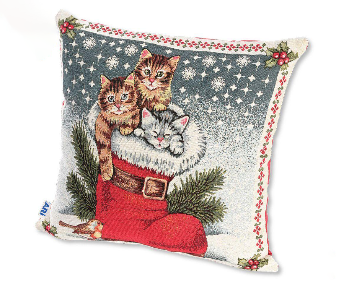 Cuscino Natalizio 45*45 Gatti Di Maiolo Biancheria