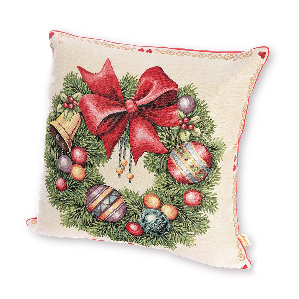 Cuscino Natalizio 45*45 Ghirlanda Di Maiolo Biancheria