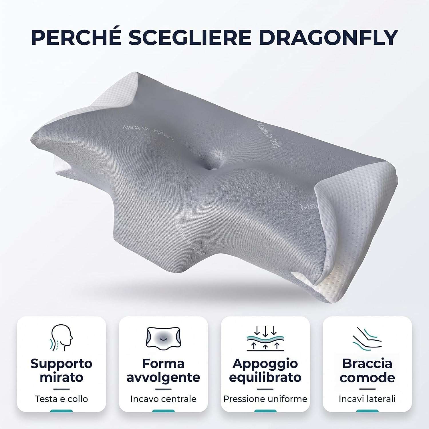 Guanciale anatomico in memory foam alto comfort Dragonfly Niucci Niucci