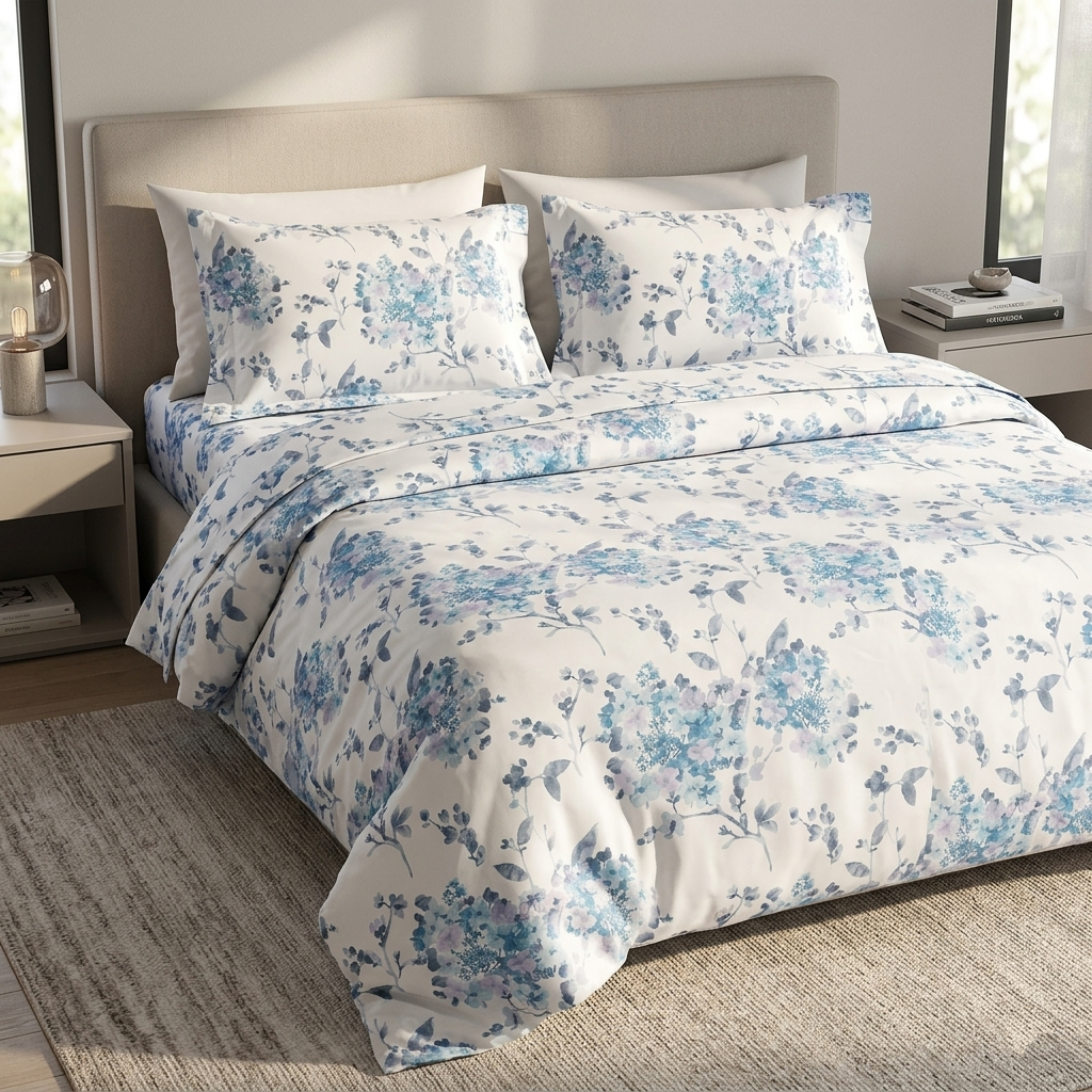 Completo lenzuola matrimoniale in Percalle di cotone Peonia - Rebecca home Rebecca Home