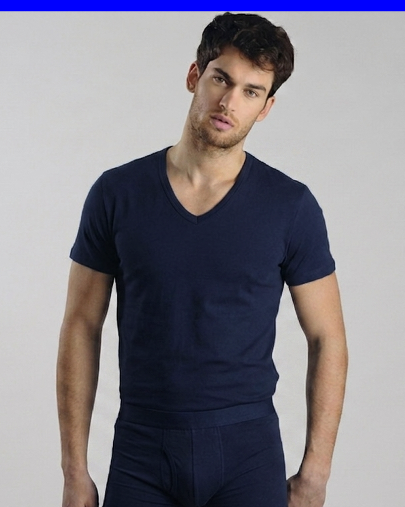 T-shirt maglia scollo a V Uomo in cotone Kissimo WM 112 Kissimo Biancaluna