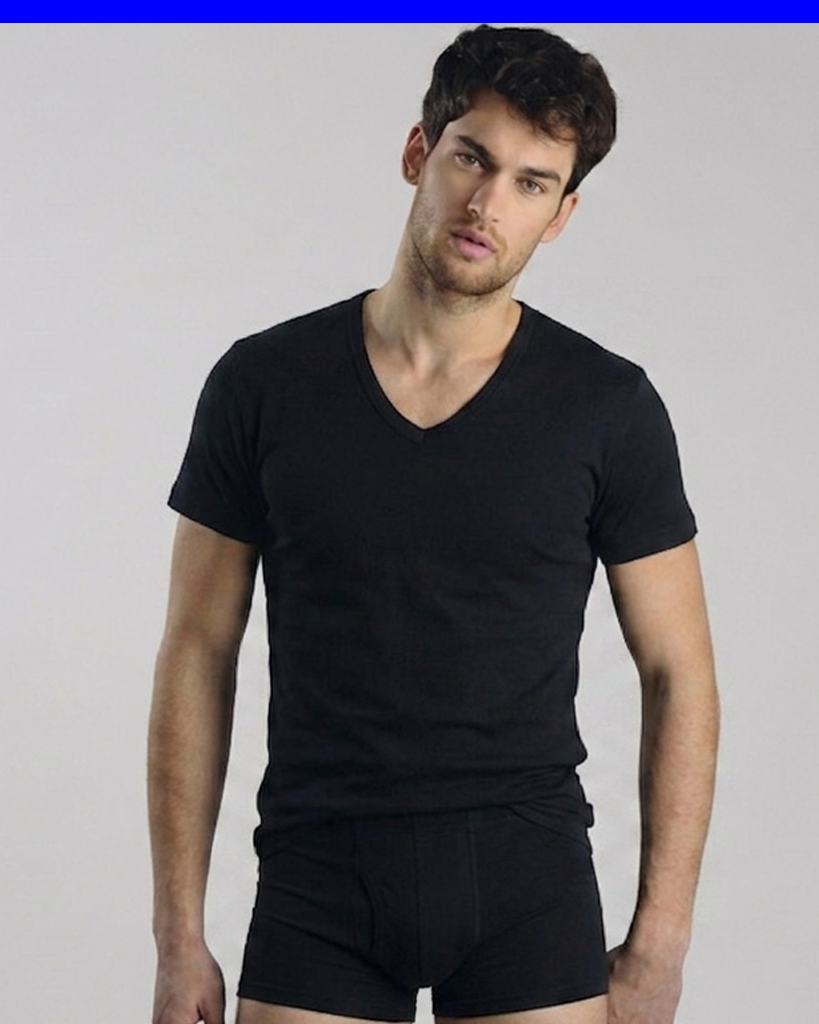 T-shirt maglia scollo a V Uomo in cotone Kissimo WM 112 Kissimo Biancaluna