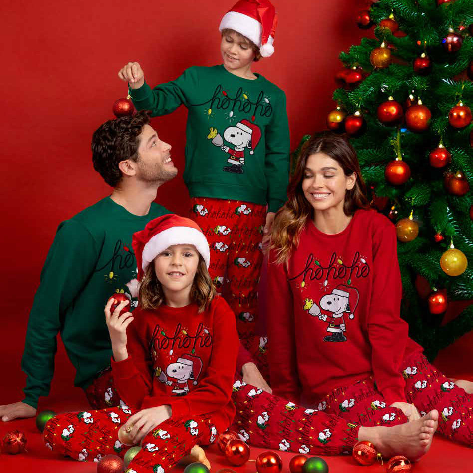 Pigiama Natalizio Snoopy Family coordinato Uomo Donna Bimbo Bimba art 62418 62017 Disney