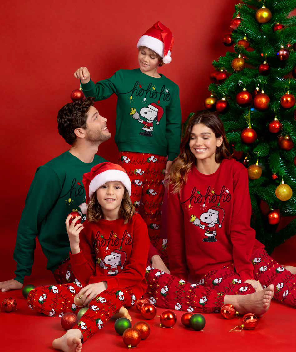 Pigiama Natalizio Snoopy Family coordinato Uomo Donna Bimbo Bimba art 62418 62017 Disney