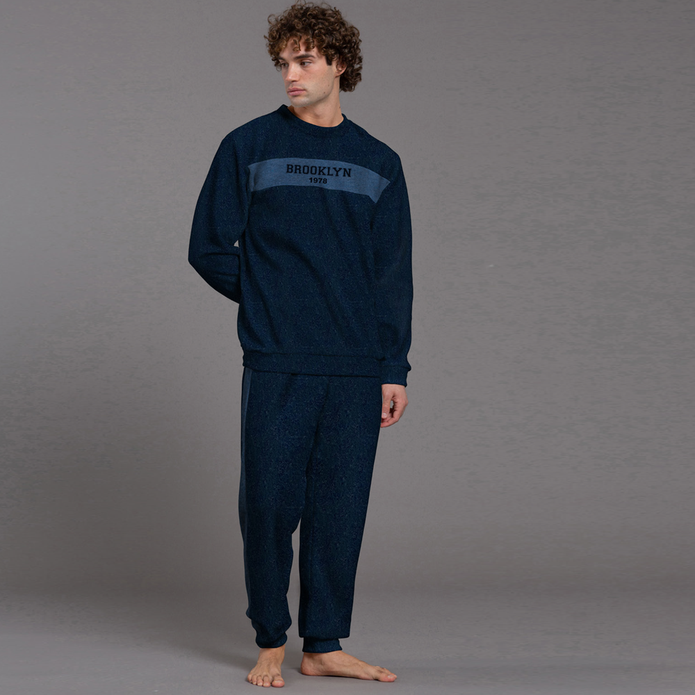 Pigiama Uomo invernale Punto Milano kissimo 26U15006 Blu Kissimo Biancaluna