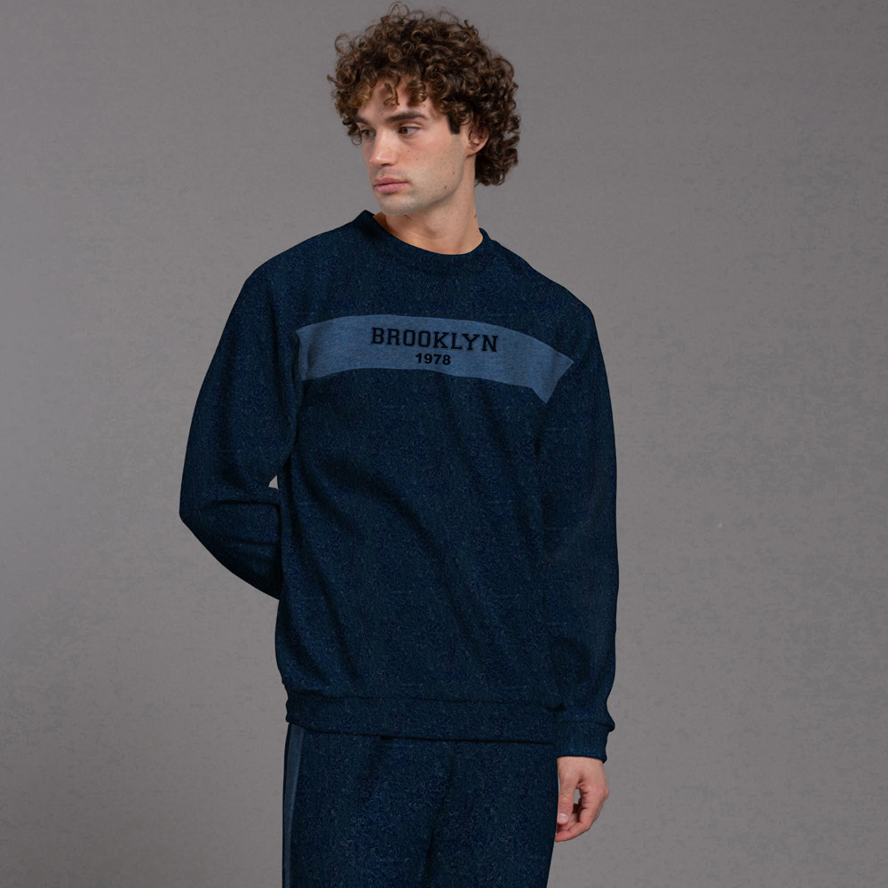 Pigiama Uomo invernale Punto Milano kissimo 26U15006 Blu Kissimo Biancaluna