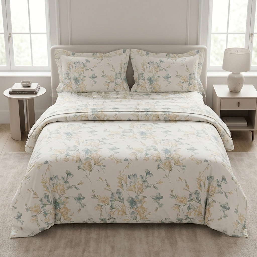 Completo lenzuola matrimoniale in Percalle di cotone 100% RB01 Rebecca Home