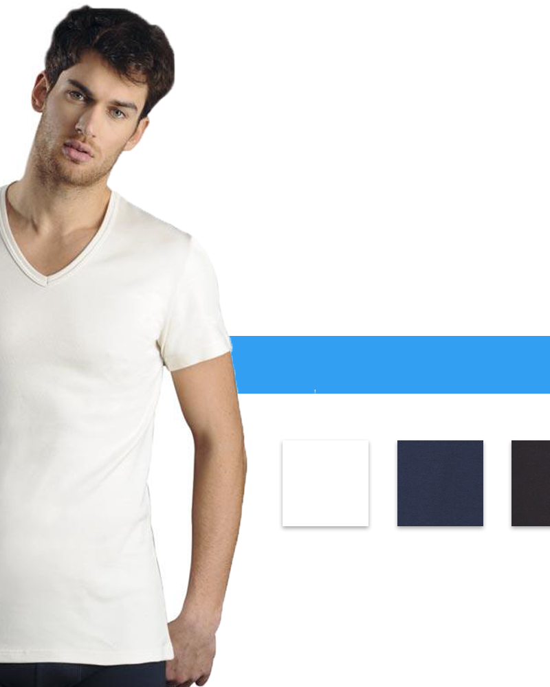 T-shirt maglia scollo a V Uomo in cotone Kissimo WM 112 Kissimo Biancaluna