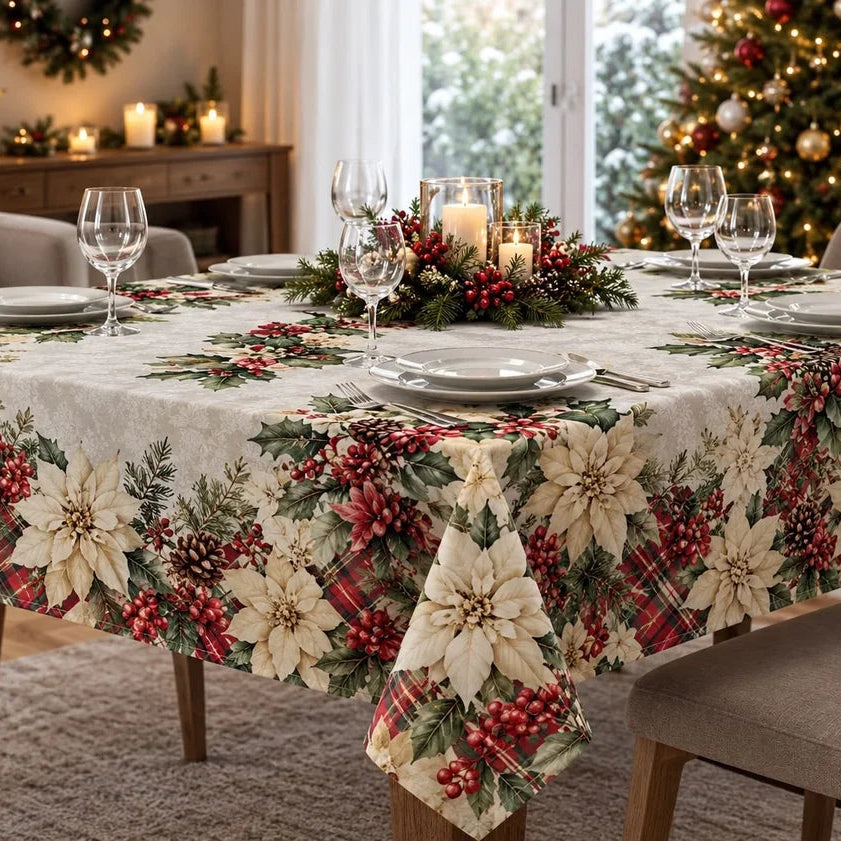 Tovaglia natalizia in cotone stampato 140 x 360 18posti vingi art Tiffany dis 05 Vingi