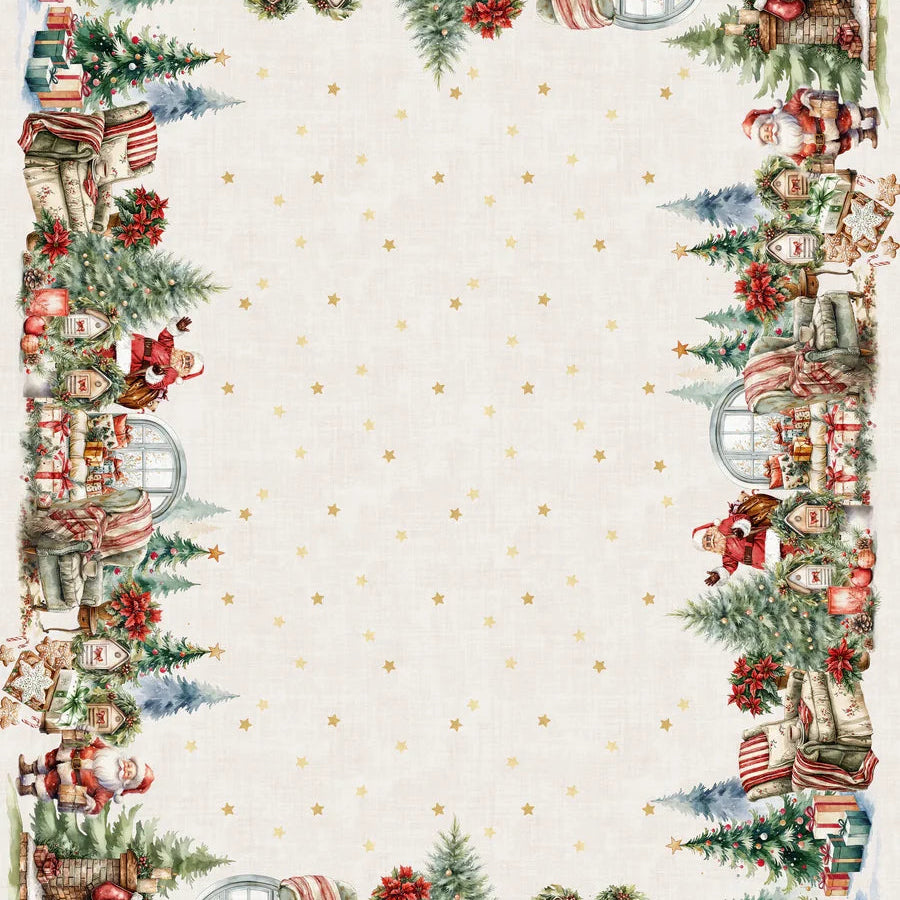 Tovaglia natalizia in cotone stampato 140 x 360 18posti vingi art Tiffany dis 06 Vingi