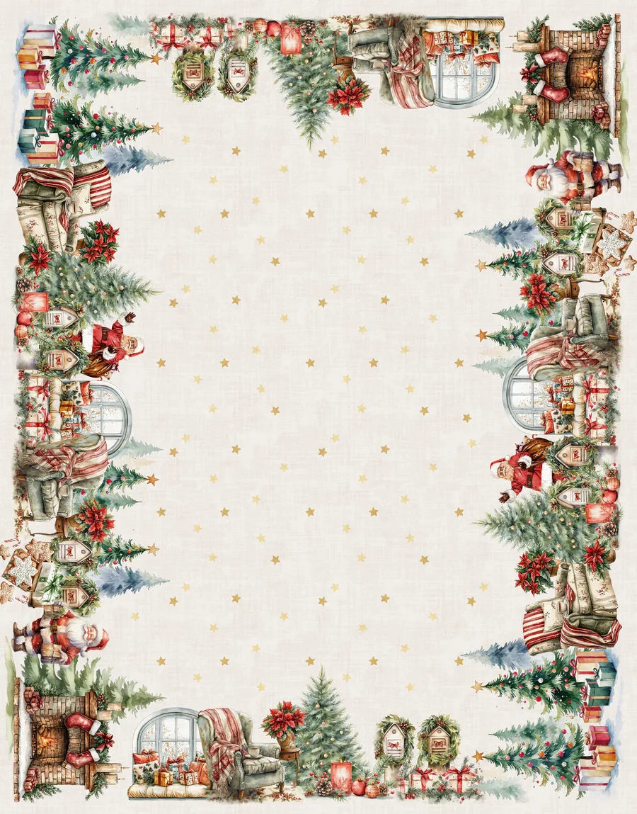 Tovaglia natalizia in cotone stampato 140 x 360 18posti vingi art Tiffany dis 06 Vingi