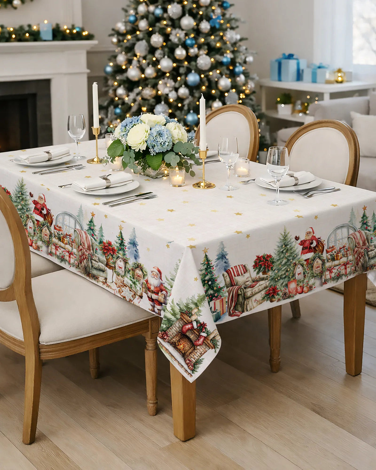 Tovaglia natalizia in cotone stampato 140 x 360 18posti vingi art Tiffany dis 06 Vingi