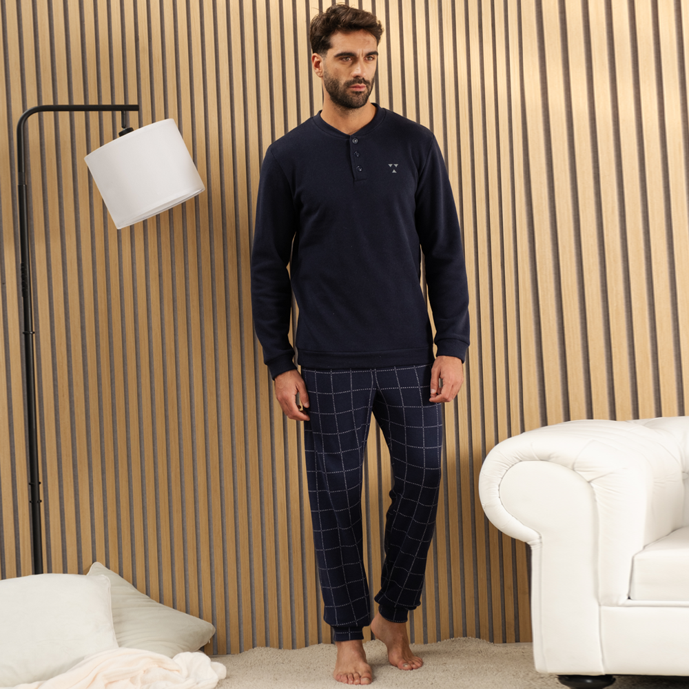 Pigiama Uomo invernale Punto Milano kissimo 15017 blu Kissimo Biancaluna