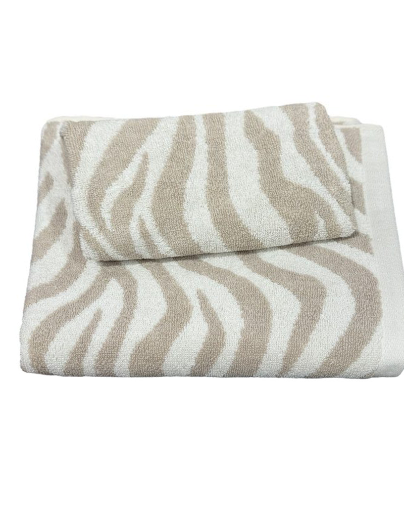 Set Asciugamani 1+1 viso e ospite Wild Lasa Zebra Beige Lasa