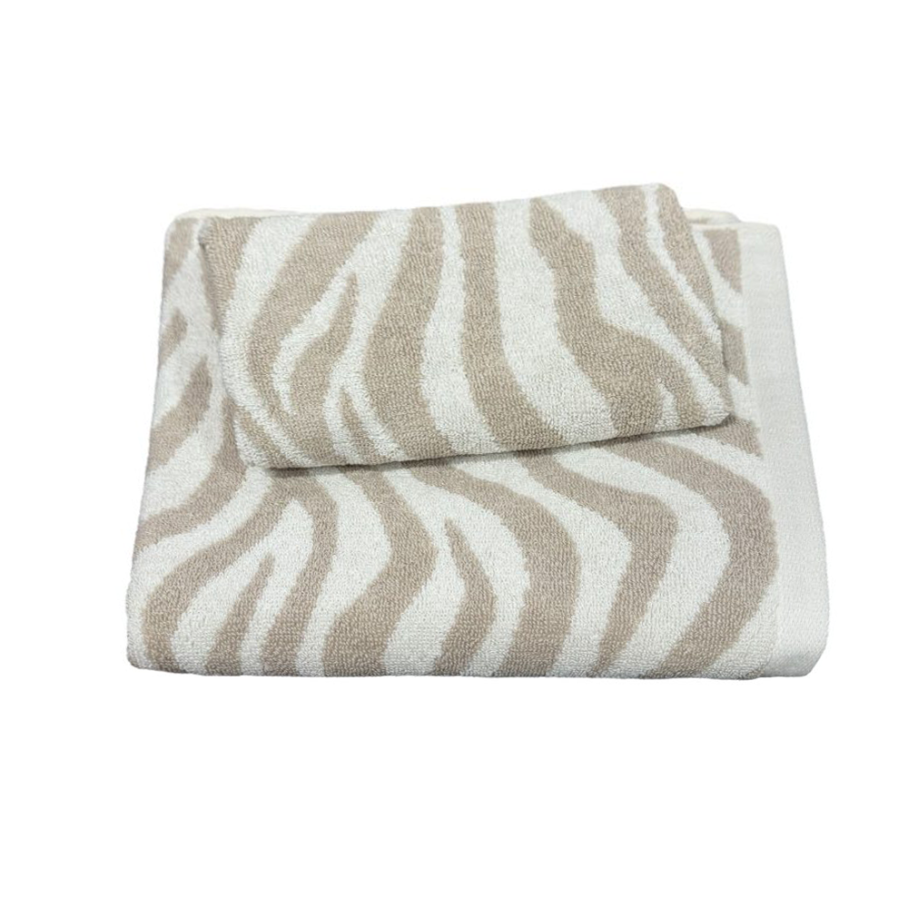 Set Asciugamani 1+1 viso e ospite Wild Lasa Zebra Beige Lasa
