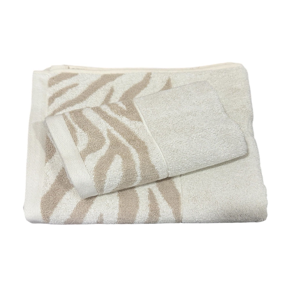 Set Asciugamani 1+1 viso e ospite Wild Lasa Zebra Beige Lasa